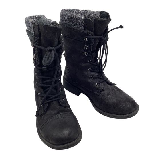 Roxy Women's Black Mid-Calf Combat Boots Size 8 Casual Lace Up - Picture 2 of 10